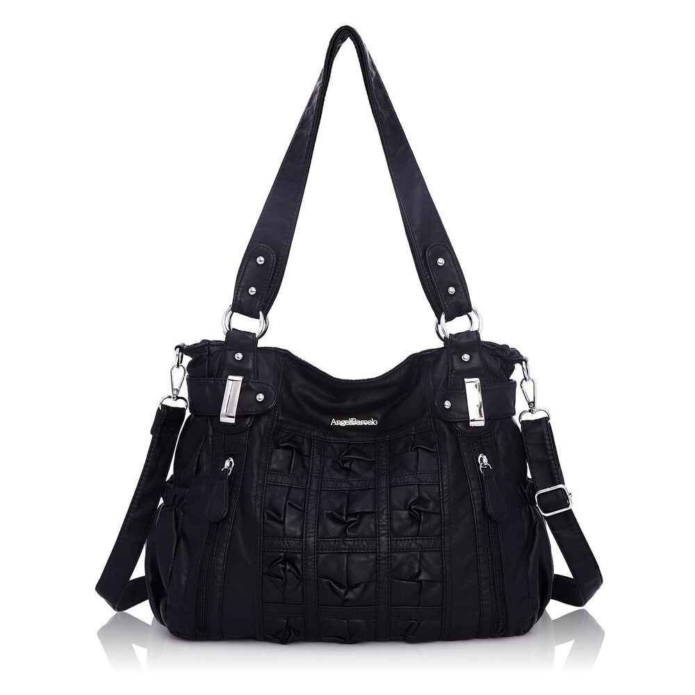 2648 Large Purses Soft PU Leather Hobo Bag Shoulder Bag Black